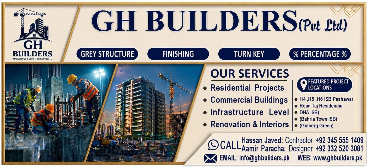 GH Builders PK official company profile — services, project locations and contact